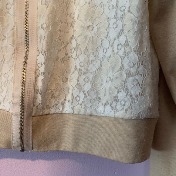Tan Lace Zip-Up Jacket - Picture 2 of 3